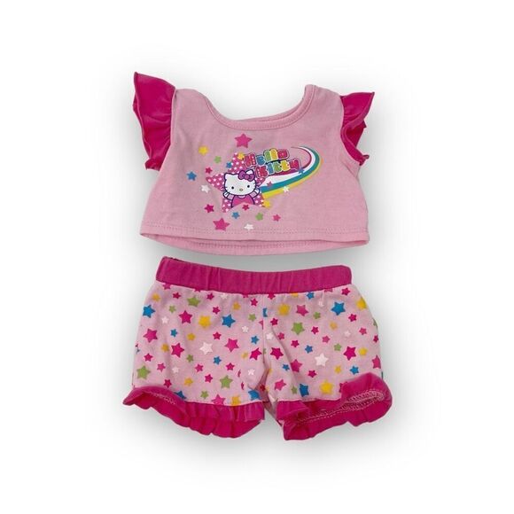 Build A Bear Sanrio Hello Kitty Pink Star & Rainbow Pajamas PJs Outfit Sleep Set